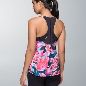 Lululemon Women's Cool Racerback Secret Garden Floral Tank Top Pink Sz 6